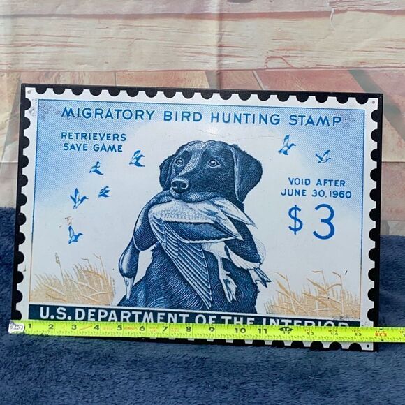 Lite metal wall sign of migratory game bird stamp from 1959/60 - Picture 3 of 4